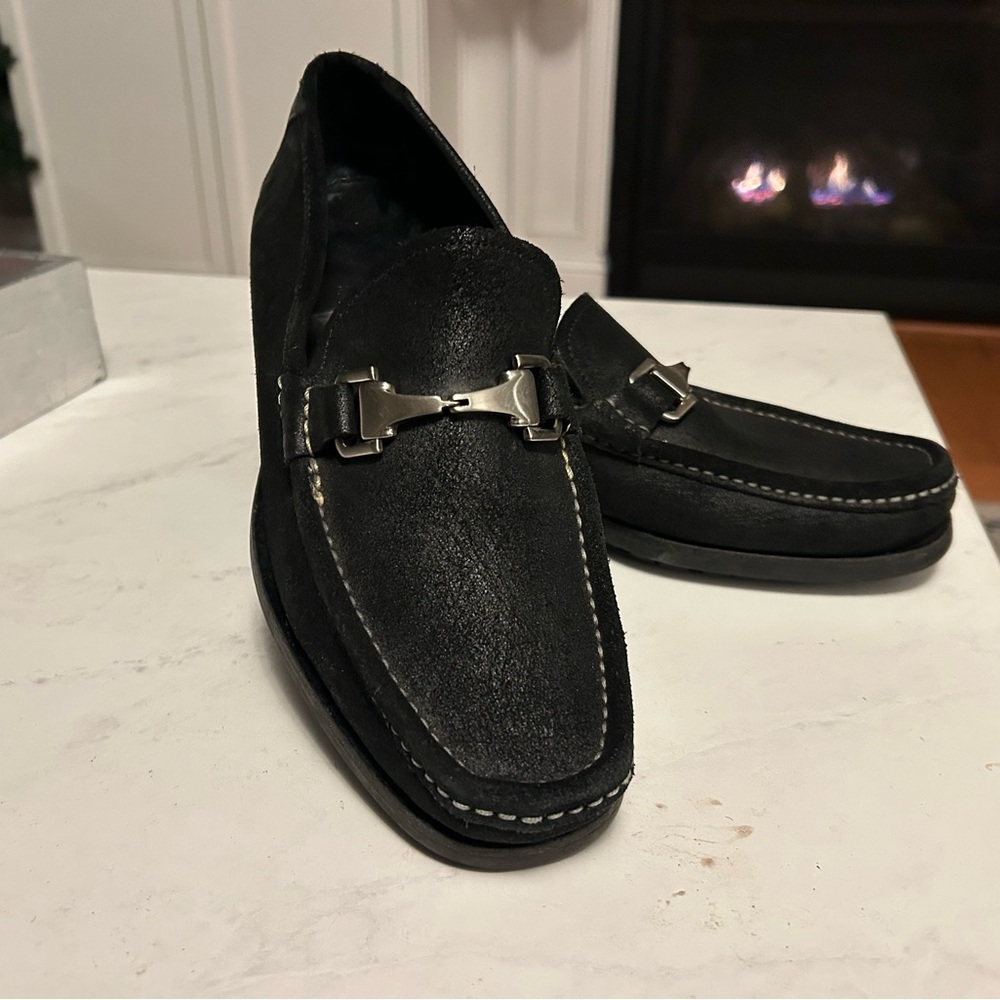 Allen Edmonds FIESOLE Shoes Italian Loafer Size 8 3E Black Suede Shoe Confort